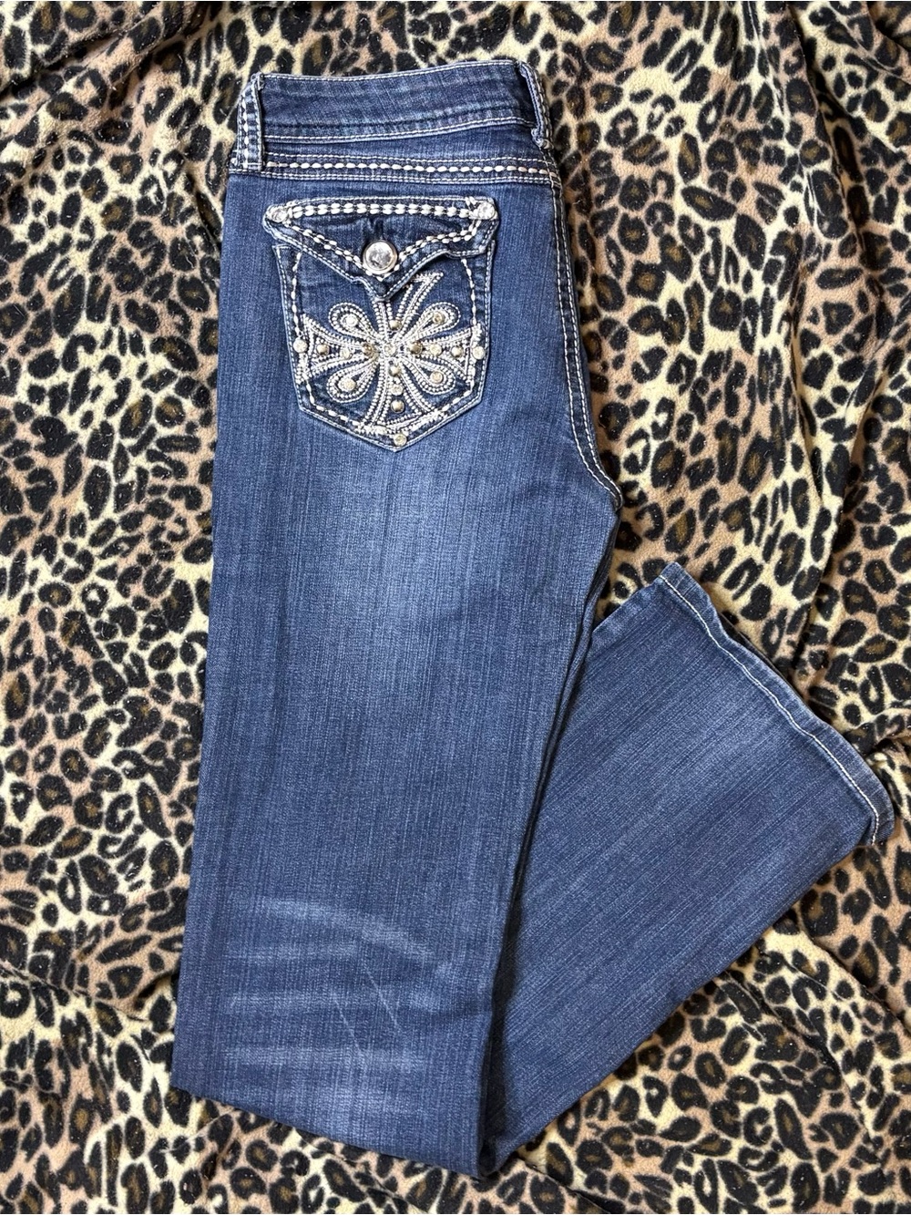 Y2k mcbling low rise Embellished Dark Blue Women’s Jeans